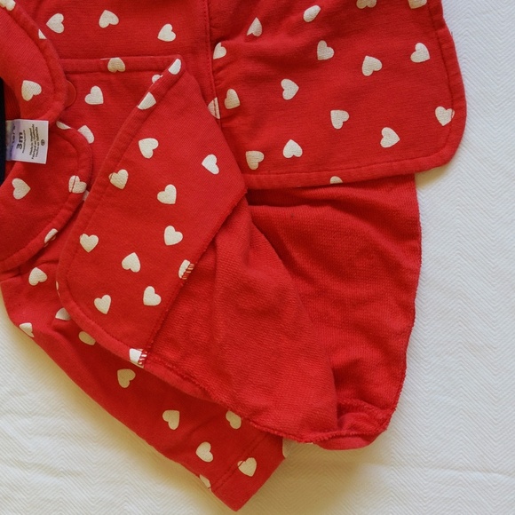 carter's red heart print double breasted jacket 3 months baby girl - Picture 4 of 5